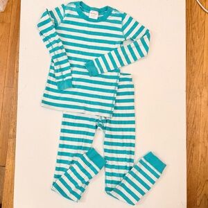 Hanna Andersson white/turquoise stripe pj set